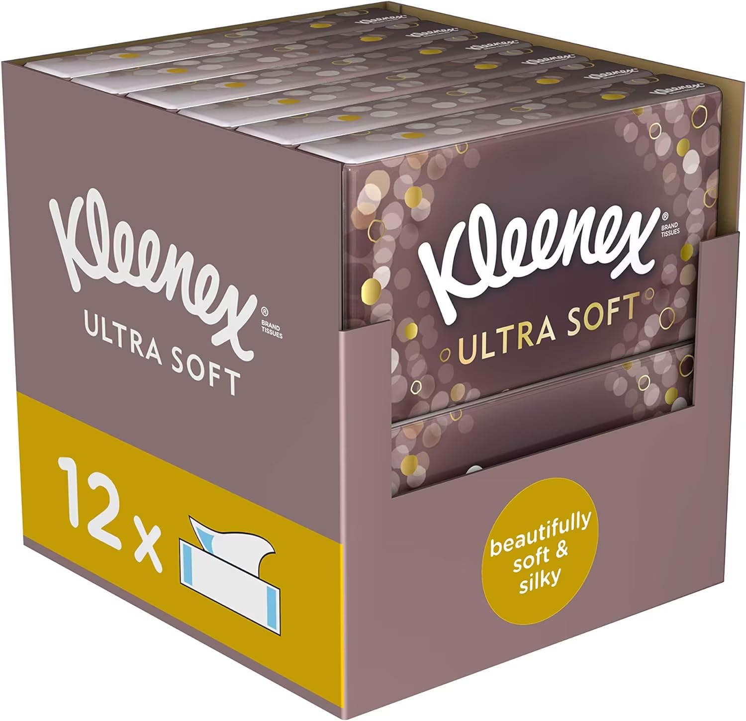 Kleenex Tissues - Ultra Soft Tissues, 12 Tissue Boxes (960 Facial Tissues) ,Pack of 12, 960.0 count