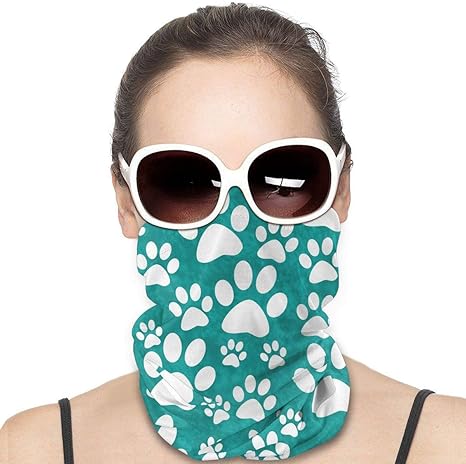 N / A Scarf Headband,Blaugrüne Und Weiße Hundepfote Druckt 12-In-1