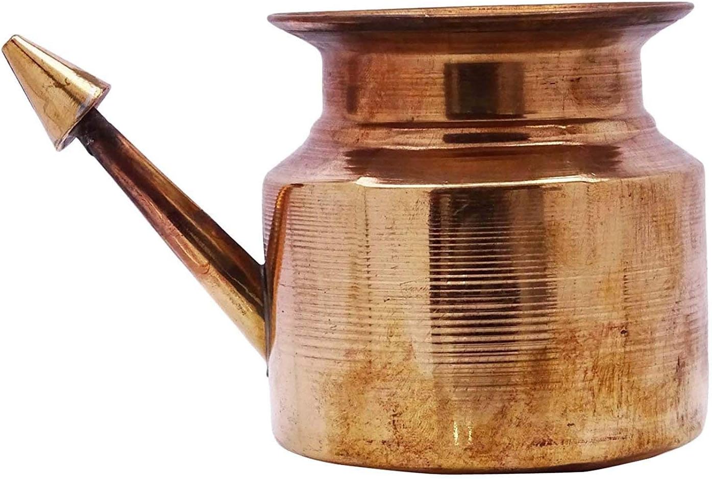 Buycrafty -Traveller's Neti Lota Ramjhara Prayer Kalash Pure Copper Traditional Hindu Pooja Item Pot with Copper Cleaning Powder