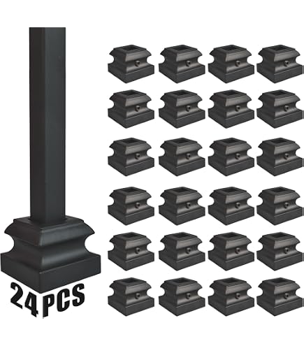 Simsolve Railing Shoes Railing For Stairs 30-Pack Aluminum Square Baluster Shoes For Stair ...