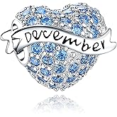 CLYQCL Birthstone Charms 925 Sterling Silver Love Heart Beads Fit Pandora Charms Bracelet, Fit Mother's Day Christmas Birthday Gift