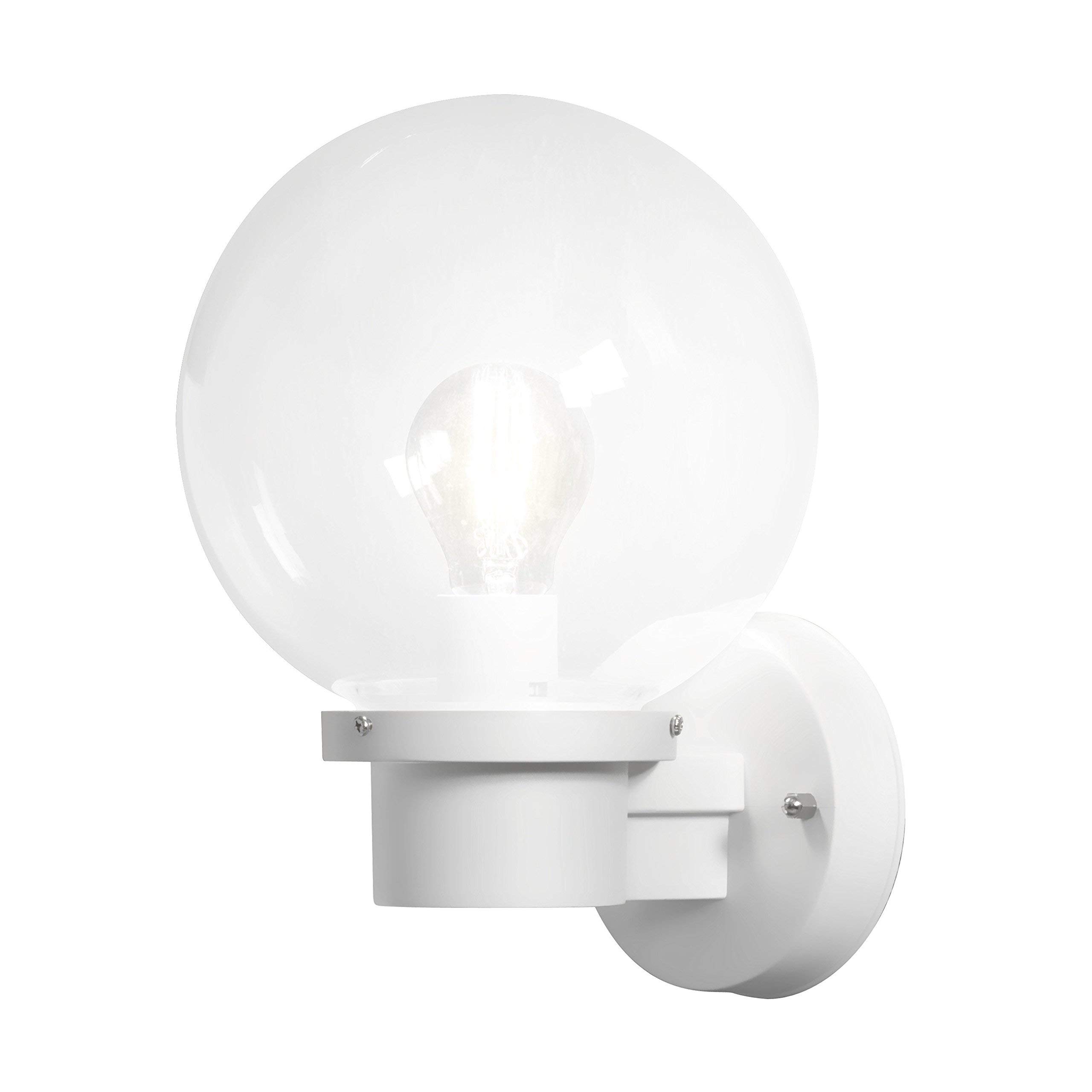 Konstsmide Outdoor Wall Light Mains Powered/Nemi Basic Up/Dusk Till Dawn Sensor/1 x 60 W E27 Max Lamp/Clear Glass/Plastic/IP44/Outside Lights White