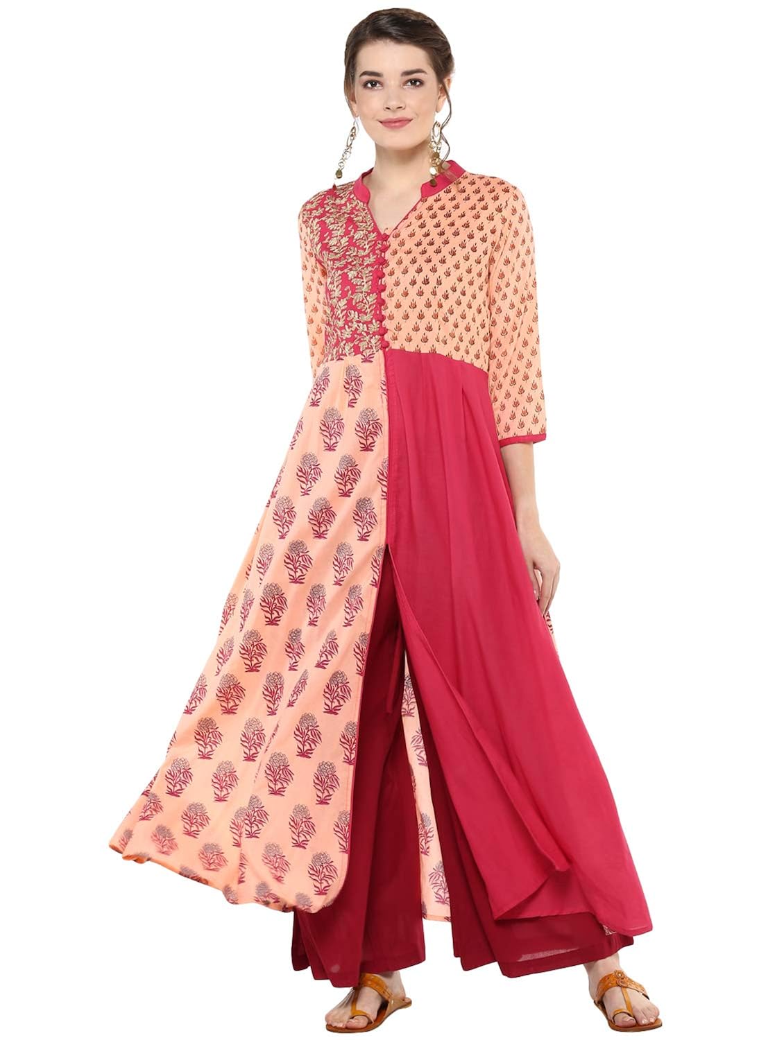 long anarkali kurta with shrug