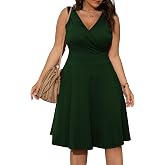 POSESHE Womens Plus Size Dresses Summer Short Sleeve Wrap V-Neck Sundress Casual Wedding Guest Cocktail Dress with Pockets