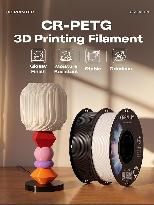 Filamento PETG de 1,75mm 4KG para impressão 3D, excelente dureza, alta precisão, inodoro e tóxico, à prova de humidade, filamento PETG brilhante de 1kg para impressora 3D