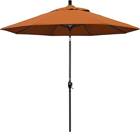 Amazon Com California Umbrella Gspt908302 5417 9 Round Aluminum Market Crank Lift Push Button Tilt Black Pole Sunbrella Patio Umbrella 9 Feet Tuscan Orange Patio Umbrellas Garden Outdoor