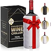 Premium Wine Chiller - 750ml Stainless Steel Wine Bottle Cooler, Vacuum Insulated & Double-Walled - Keeps Wine Cold for 6+ Hours - Champagne Chiller Sleeve for Most Bottles - White