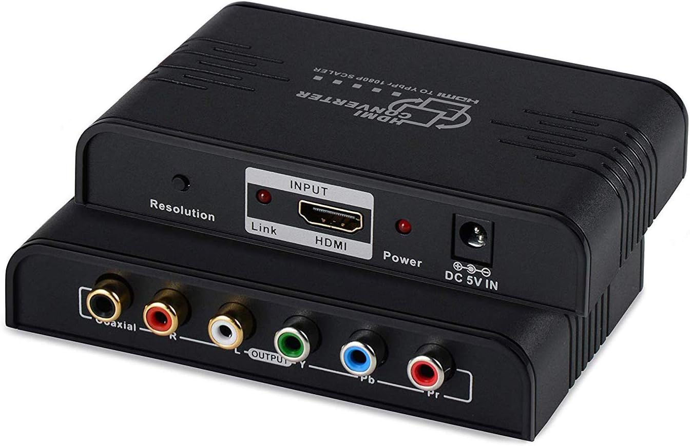 ZAMO 1080P HDMI To Component Video (YPbPr) Scaler Converter Adapter with Coaxial Audio Output and R / L Audio Support Windows 10, Black