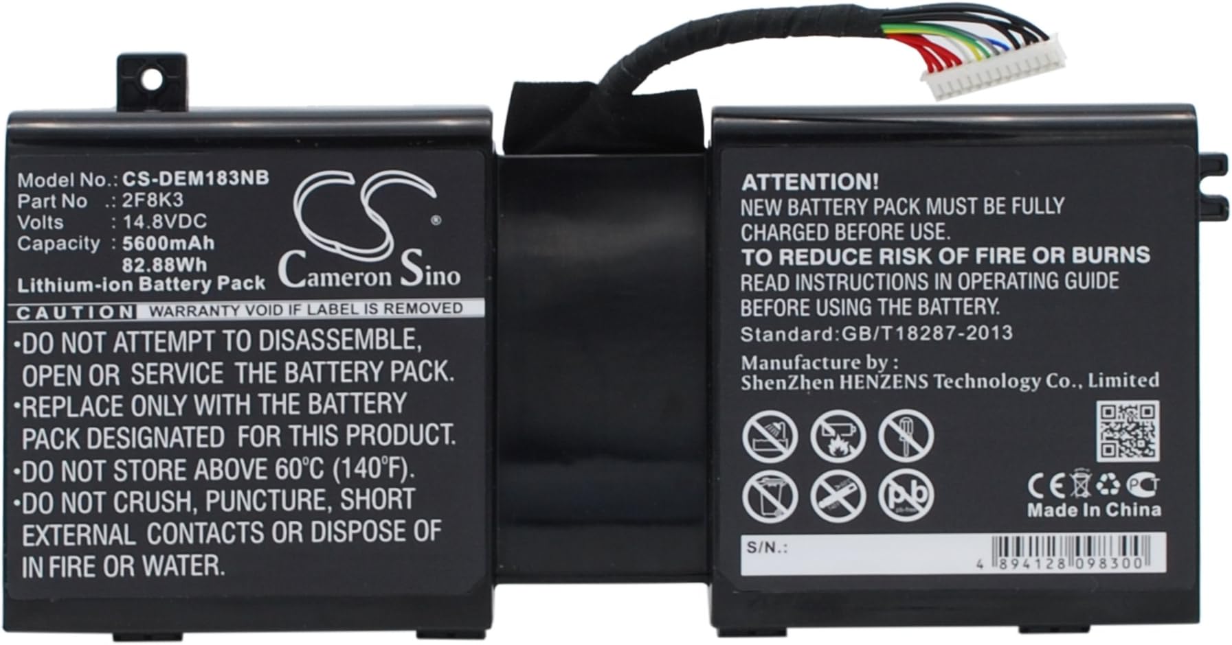 5600mAh Battery Replacement for DELLAlienware 17, Alienware 18, Alienware M17X R5, Alienware M18X R3, P/N 02F8K3, 0G33TT, 0KJ2PX, 2F8K3, G33TT