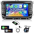 4+64G for VW Volkswagen Jetta Golf Passat Tiguan Seat Touran Skoda Wireless CarPlay Car Stereo,7” Android Auto IPS,Android Car Radio,32EQ DSP,Bluetooth5.0,GPS,FM,WiFi+Backup Camera for Jetta Radio