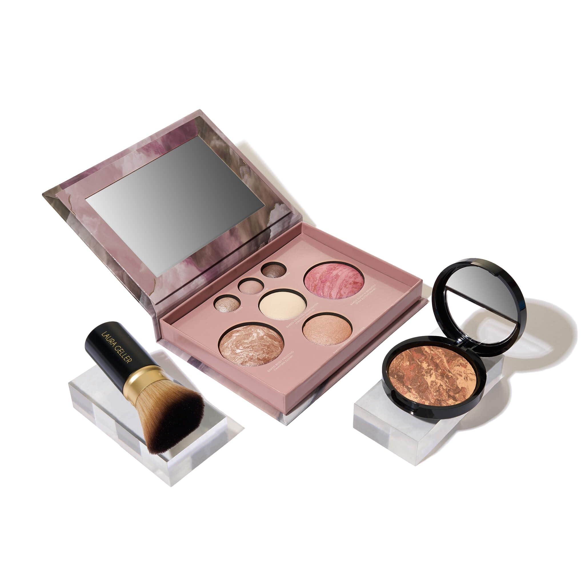 LAURA GELLER NEW YORK Baked Starter Kit: Deep - Best of the Best Full Face Palette + Baked Balance-n-Brighten Powder Foundation + Retractable Angled Kabuki Brush Set Image