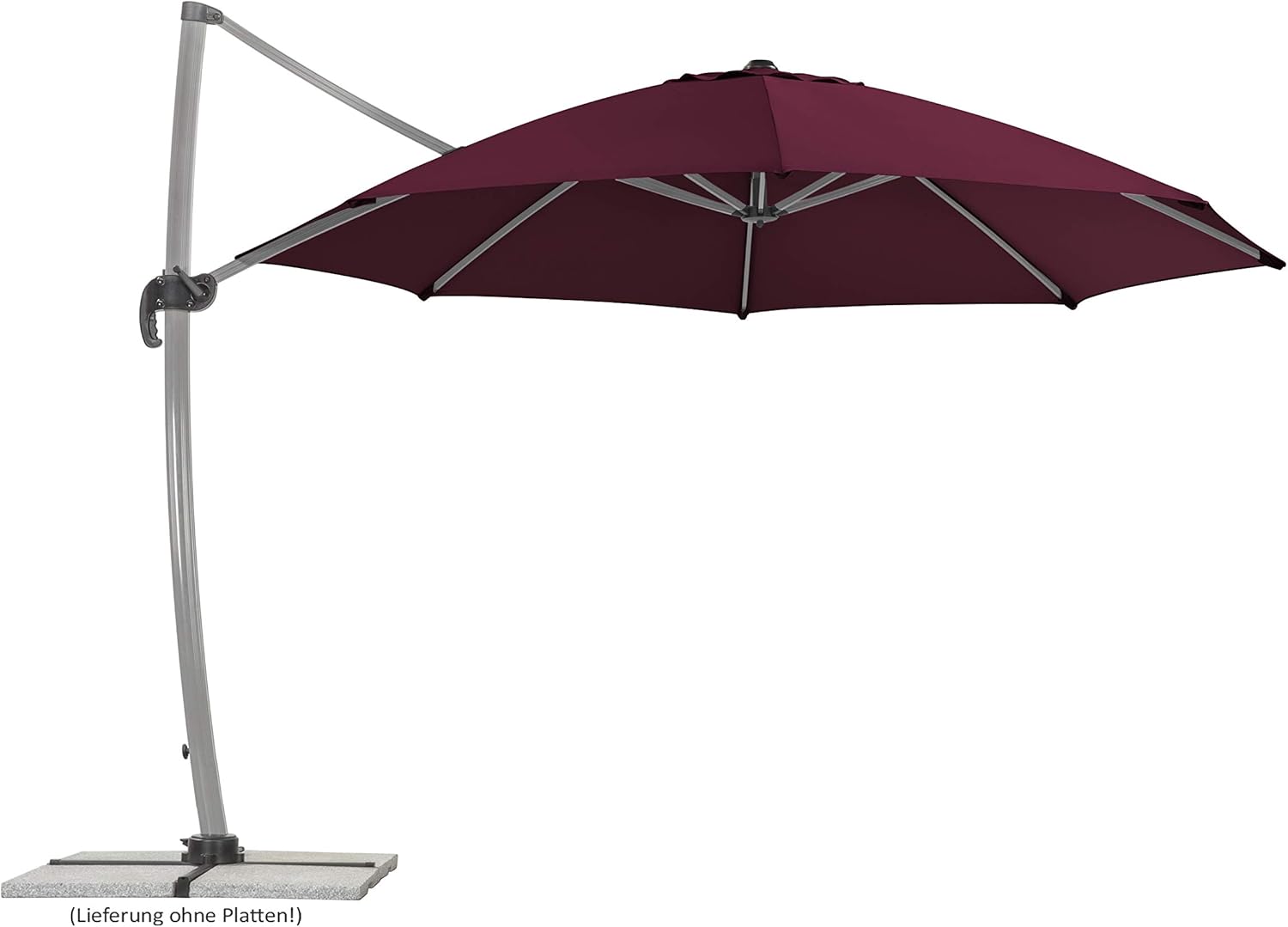 Schneider Sonnenschirm Rhodos Rondo, bordeaux, 350 cm rund, Gestell Aluminium, Bespannung Polyester, 22.4 kg