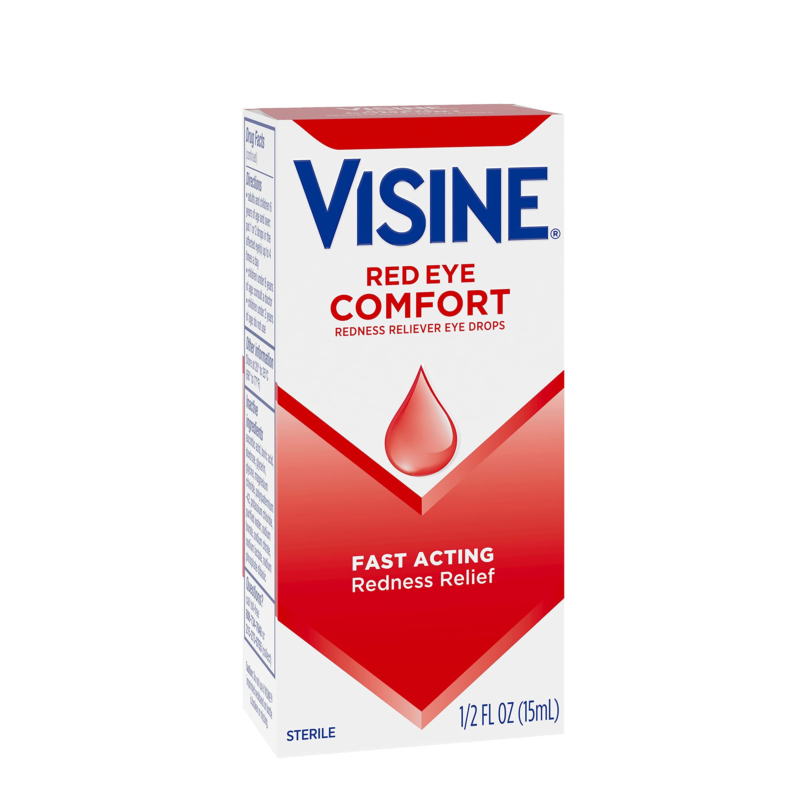 Visine Red Eye Comfort Redness Relief Eye Drops to Help Relieve Red Eyes Due to Minor Eye Irritations Fast, Tetrahydrozoline HCl, 0.5 fl. oz