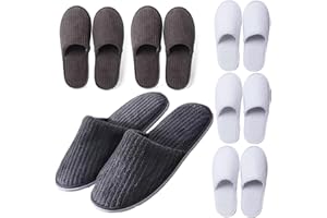 LILIGLORIS 6/10/12 pairs Spa Slippers for Guests, Washable Reusable Disposable Slippers for Women Men, Jacquard Fleece Closed-Toe Design for Hotel, Bathroom, Bedroom, Wedding, Travel, SPA Bulk Slippers for Guest Use