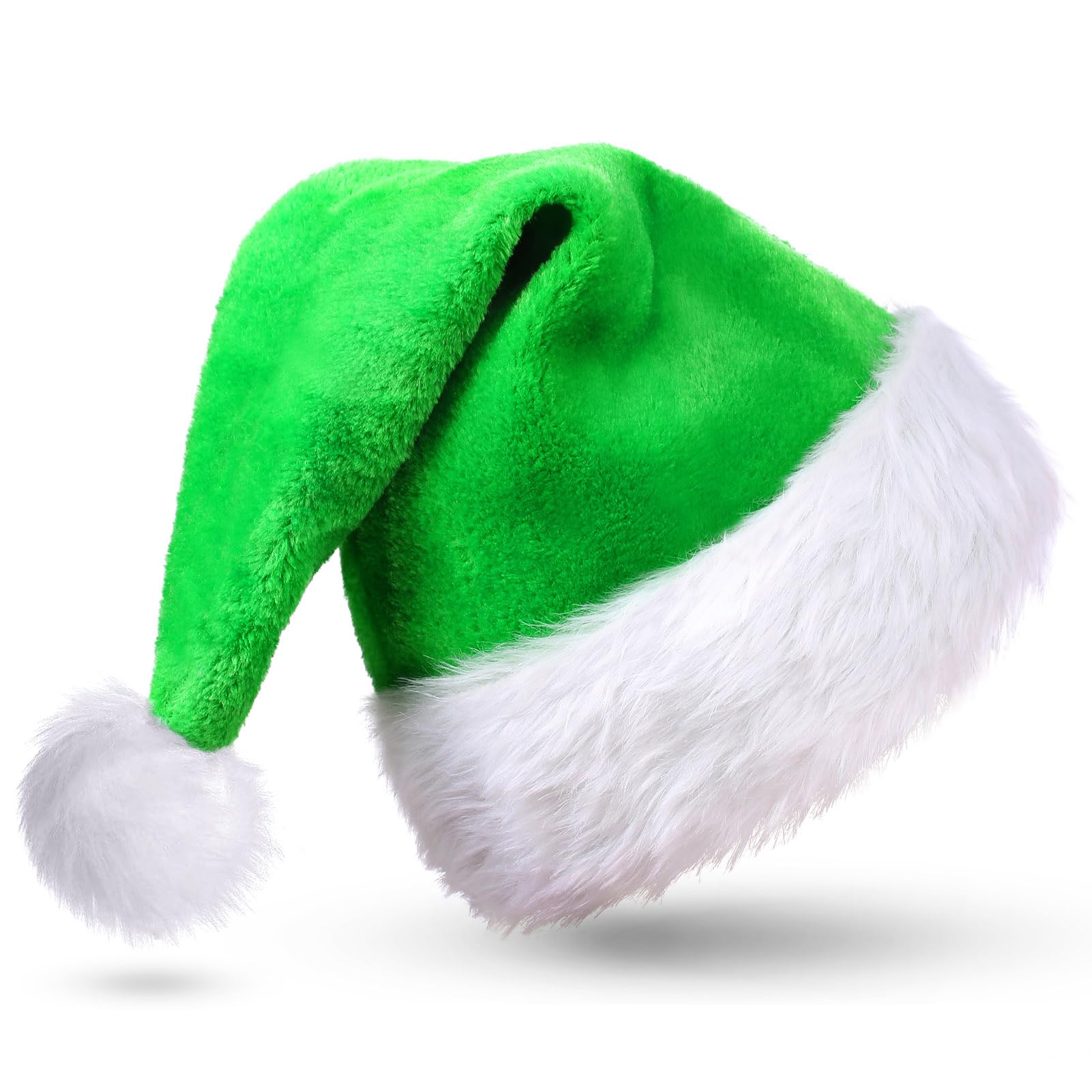 CITÉTOILE Green Santa Hat Velour Christmas Hat for Adults Luxury Christmas Hats for Women Men Santa Claus Hats Xmas Caps Christmas Decoration