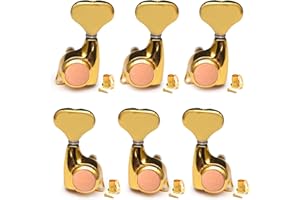 SAPHUE 3R3L Guitar Locking Tuners 1:21 Lock String Tuning Key Pegs Machine Head Fish Tail Style Tuner Replacement for Electric Folk or Acoustic Guitars (Gold)