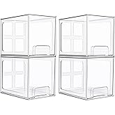 Vtopmart 4 Pack Stackable Storage Drawers, 6.6''Tall Acrylic Bathroom Makeup Organizers,Clear Plastic Drawers For Vanity, Und