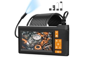 GINOCACO Borescope Inspection Camera with Light – 4.3" Display, 16FT Semi-Rigid Cable, IP67 Waterproof Endoscope for Pipe, Engine & HVAC