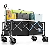 48" XL Collapsible Wagon Cart, 560 lbs Capacity Heavy Duty Folding Wagon with 7" All-Terrain Wheels, Foldable Utility Wagon for Camping, Garden, Shopping, Sports &amp; Moving