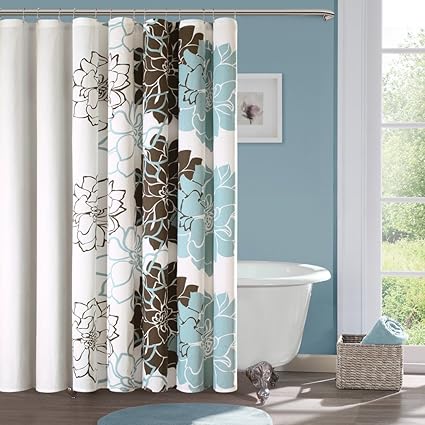 Amazon Com Madison Park Lola Cotton Shower Curtain Color Blue