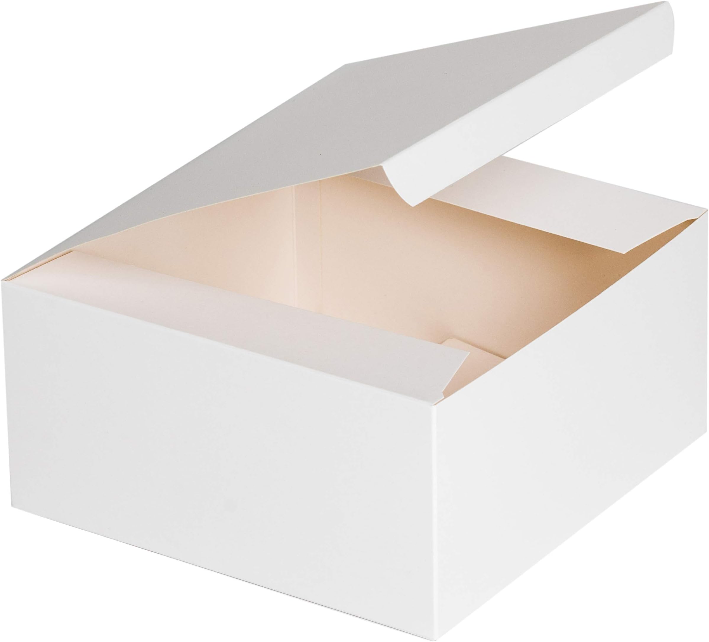 Packemright White Paper Gift Boxes (5 Pack) for Presents, Crafting, Cupcake Boxes | 8x8x4 inches Boxes with Lids