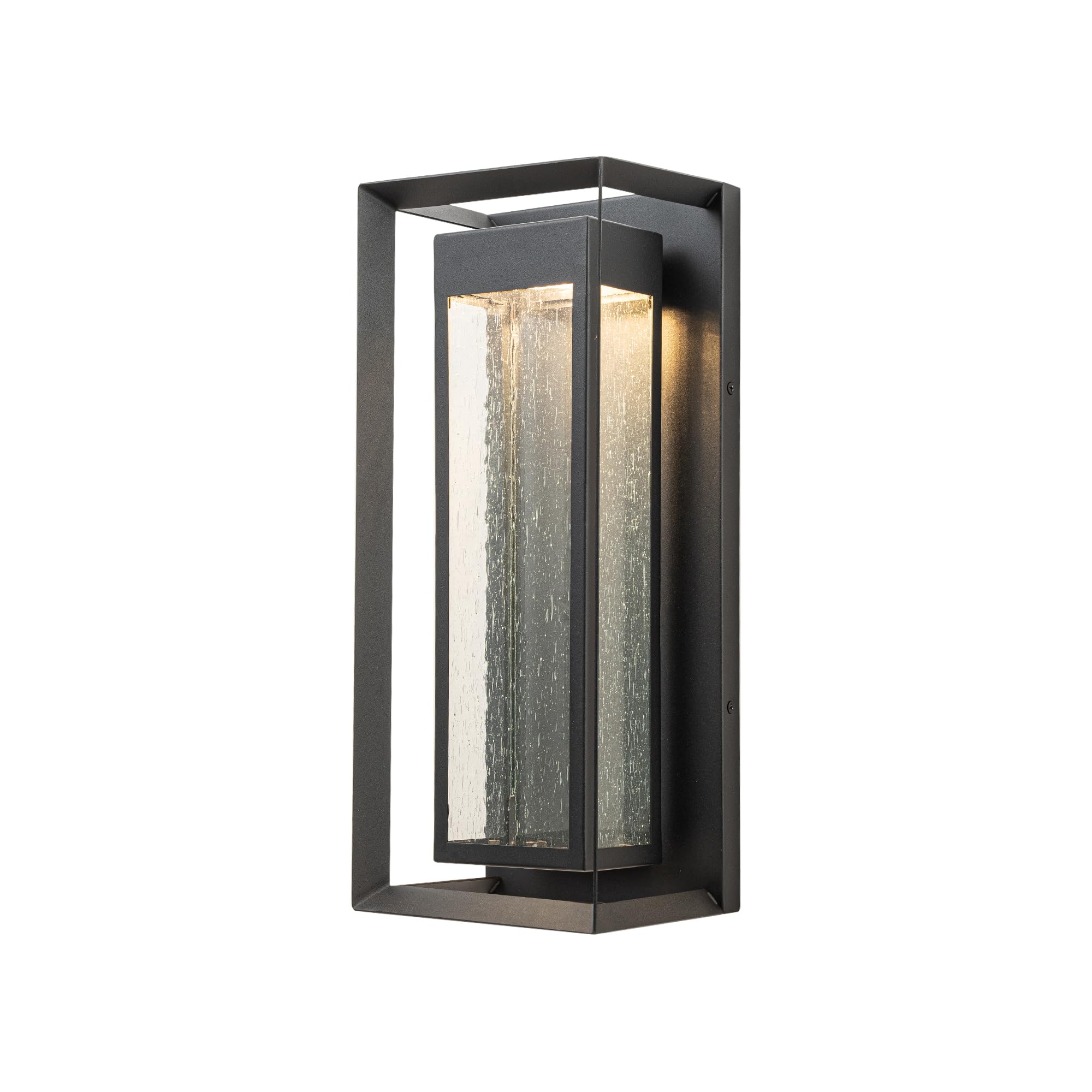 Photo 1 of OUPAVOCS LED Outdoor Wall Lights, Exterior Black Front Porch Light Wall Mount, Modern Light Fixtures, Large LED Wall Sconce with seeded Glass, Outside Patio Lights Fixture for House, Garage, Entryway