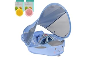 FURSARCAR Mambobaby Float Newest Baby Pool Float with Canopy UPF 50+, Non Inflatable Baby Floats for Swim Pool, Add Tai Size Improved Baby Floatie for Aged 3-24 Months Infants Swimming Training
