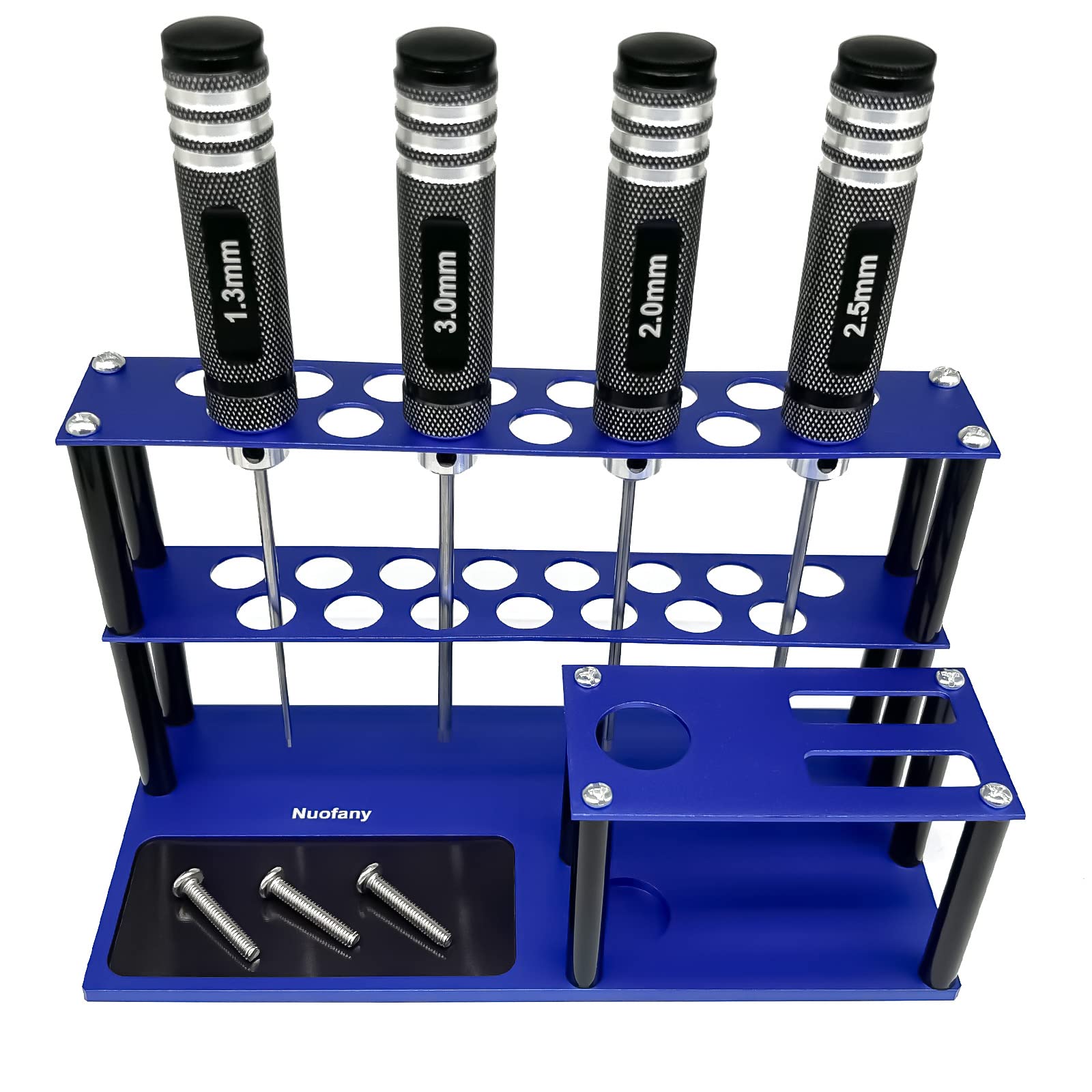 Nuofany Screwdrivers Organizer Kit - RC Tools with Built-in Screw Tray, Hex Cross Screw Driver, Pliers - Storage Rack