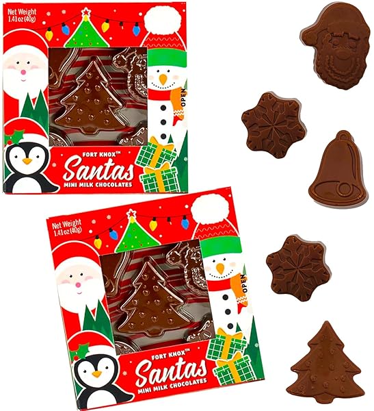 FRUIDLES CHRISTMAS SANTAS MINI MILK CHOCOLATES SNACK, HOLIDAY TREATS, KOSHER CERTIFIED DAIRY, 1.41 OZ (2-PACK)