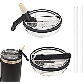 2 Pack 40 oz Detachable Flip Straw Pro Lid Replacement for Stanley Quencher and ProTour，2025 Leak Proof Lids，No Spill Dust-proof Tumbler Lids Reusable for 40oz Stanley Accessories (Black, 40oz)