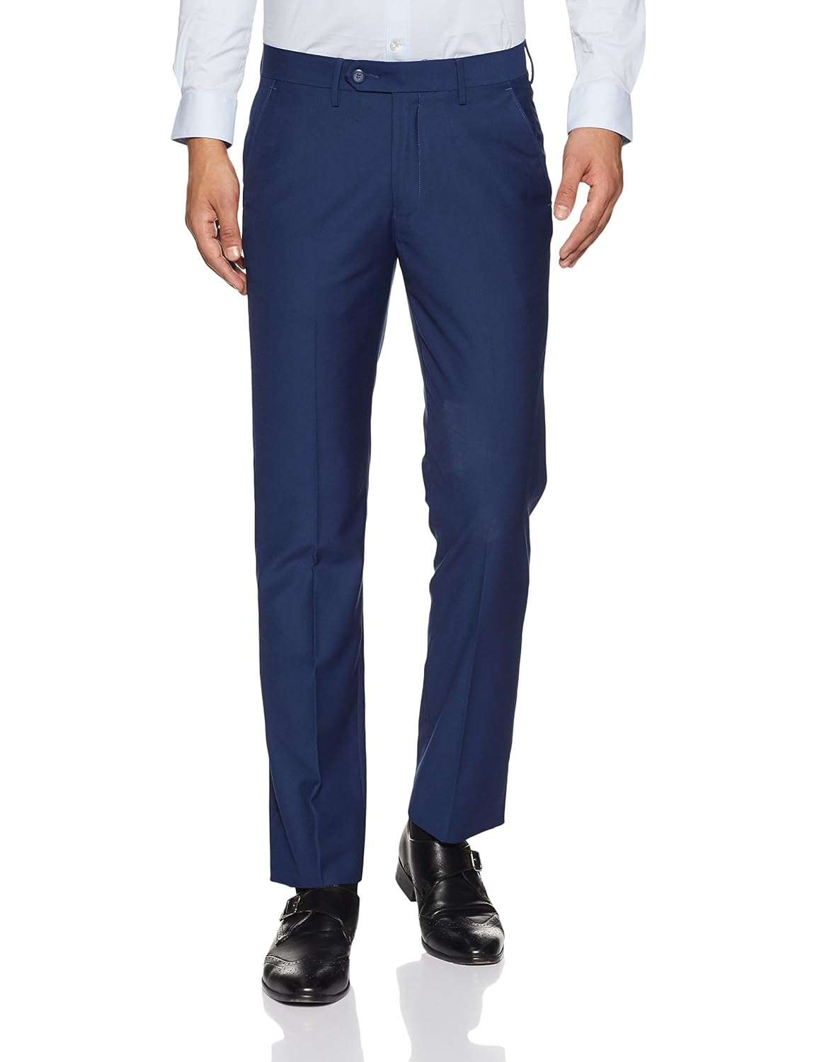 peter england men's slim fit synthetic formal trousers