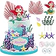 16 PCS Mermaid Cake Toppers for Mermaid Under the Sea Themed Birthday Wedding Baby Shower Party Decorations Supplies
