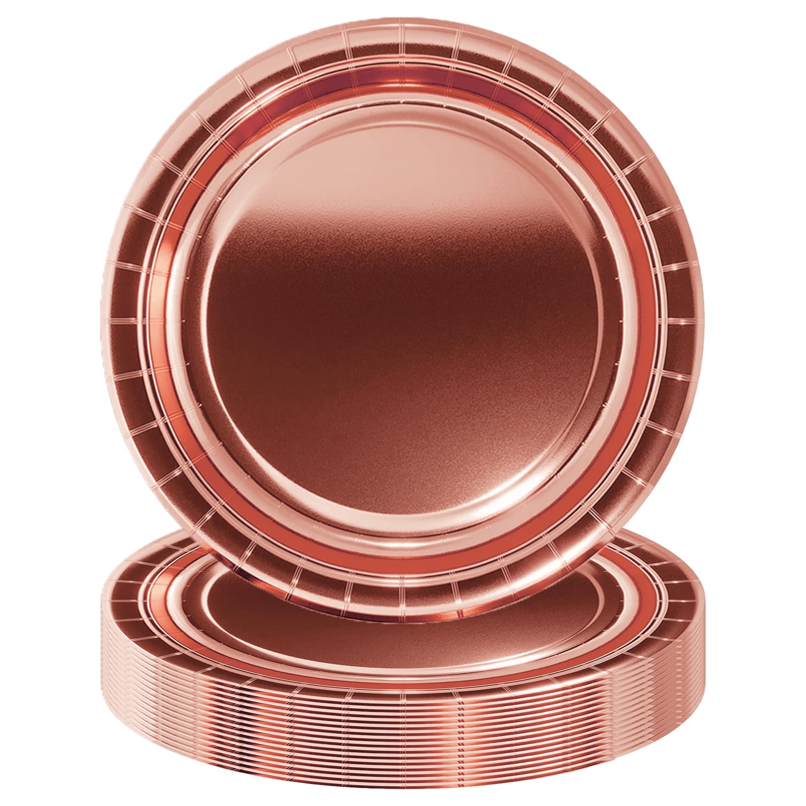16Pcs Metallic Rose Gold Party Paper Plates 9 inch,Xmas Foil Rose Gold Party Tableware Decor Christmas Rosegold PaperPlates Metallic Rosegold Plates for Christmas PartySupplies Table Decorations