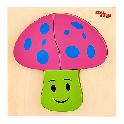 Eduedge Mushroom Puzzle Made from High Quality Wood AMD Wood Composite.  Coated with Safe Paints for Children.  Smooth Edges and Corners