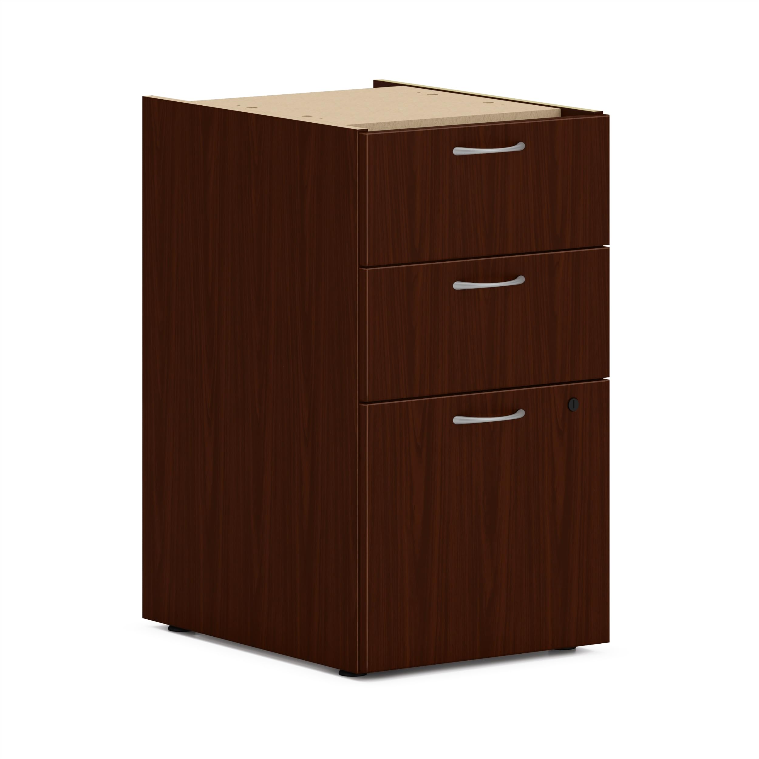 Photo 1 of ***MINOR DAMAGE ***HON MOD Office Storage Drawers Pedestal Stand, Under Desk Organizers and Storage, Includes Two Box Drawers, One File Drawer, 15" W Pedestal for Office Spaces, Home Offices, Mahogany