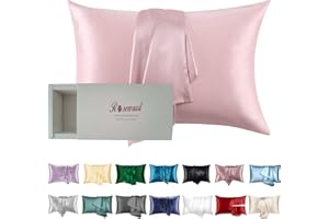 ROSEWARD Pink Silk Pillowcase - Certified 22 Momme Organic Mulberry Silk, Silky Pillow Cases for Beauty Sleep, Anti-Wrinkle, Girly Gifts for Women, Premium Self Care Item, 1 Pc 20"x36" (King, Pink)