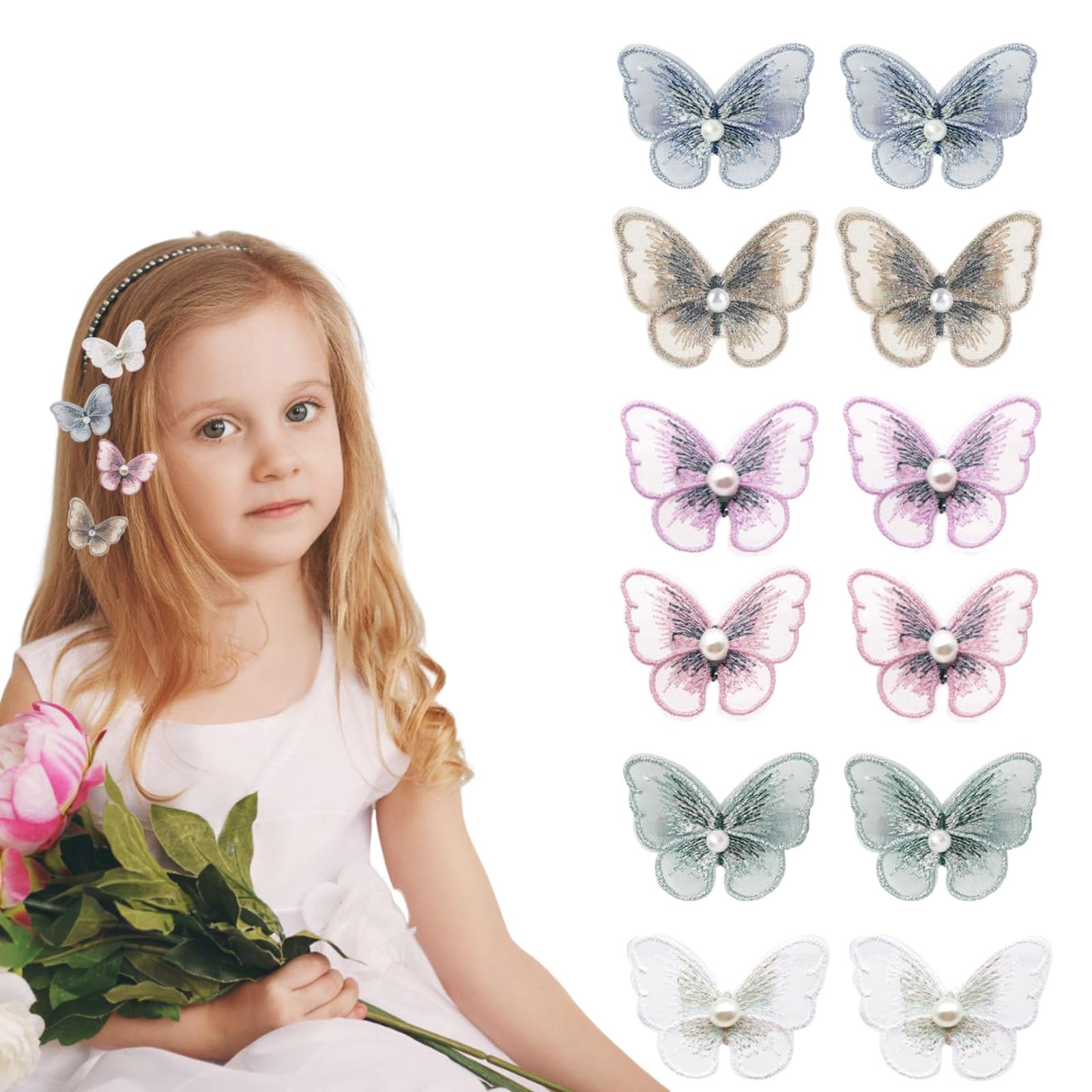 dinghaole Butterfly Hair Clips for Girls Women, 12 Pcs Colorful Cute Hair Clip, Glitter Butterfly Clips, Girls Cute Hair bows Small Butterfly Hair Clips for Girls Teens Women Hair Accessories