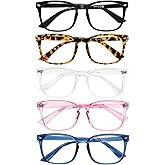 AIMISUV 5 Pack Reading Glasses for Women Men, Blue Light Blocking Computer Readers UV Glare(Multicolor, 0.5x)