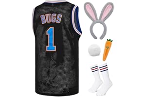 RESBAI Mens Basketball Jersey #10 Lola / #1 Bugs Halloween Costumes Space 90S Movie Jersey White/Red/Black XS-XXL