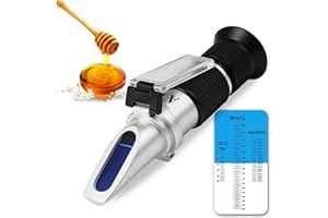 PUREFIZ 3-in-1 Honey Refractometer with ATC – Brix 58-90%, Baume 38-43%, Moisture 12-27% – Easy to Calibrate, Reliable, and Accurate Tester for Honey, Maple Syrup, Molasses, and More – Ideal for Beekeepers