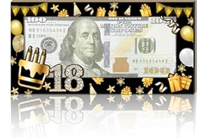 HATZELOU 1PCS Wooden Money Holder for Cash Gift, 18th Birthday Card Box Envelope, Black Gold Decor Party Supplies for Boys