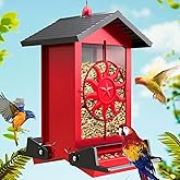 Squirrel Proof Bird Feeders for Outdoors, 5LBS Large Capacity Metal Wild Bird Feeder with Bilateral Weight-Activated Perches, Anti Squirrel Bird Feeders for Outside Finch, Cardinal, Blue Jay