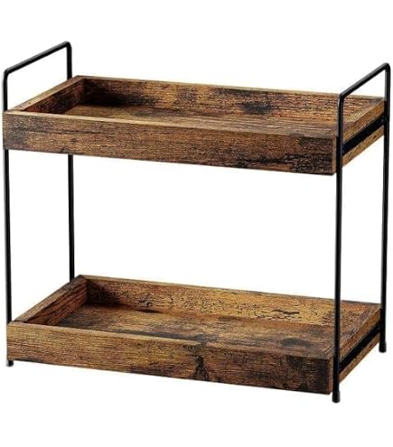 Étagère De Salle De Bain En Bois, 2 Niveaux - Rangement Vertical étroit Pour Maquillage, Vasque Ou Cuisine - 6