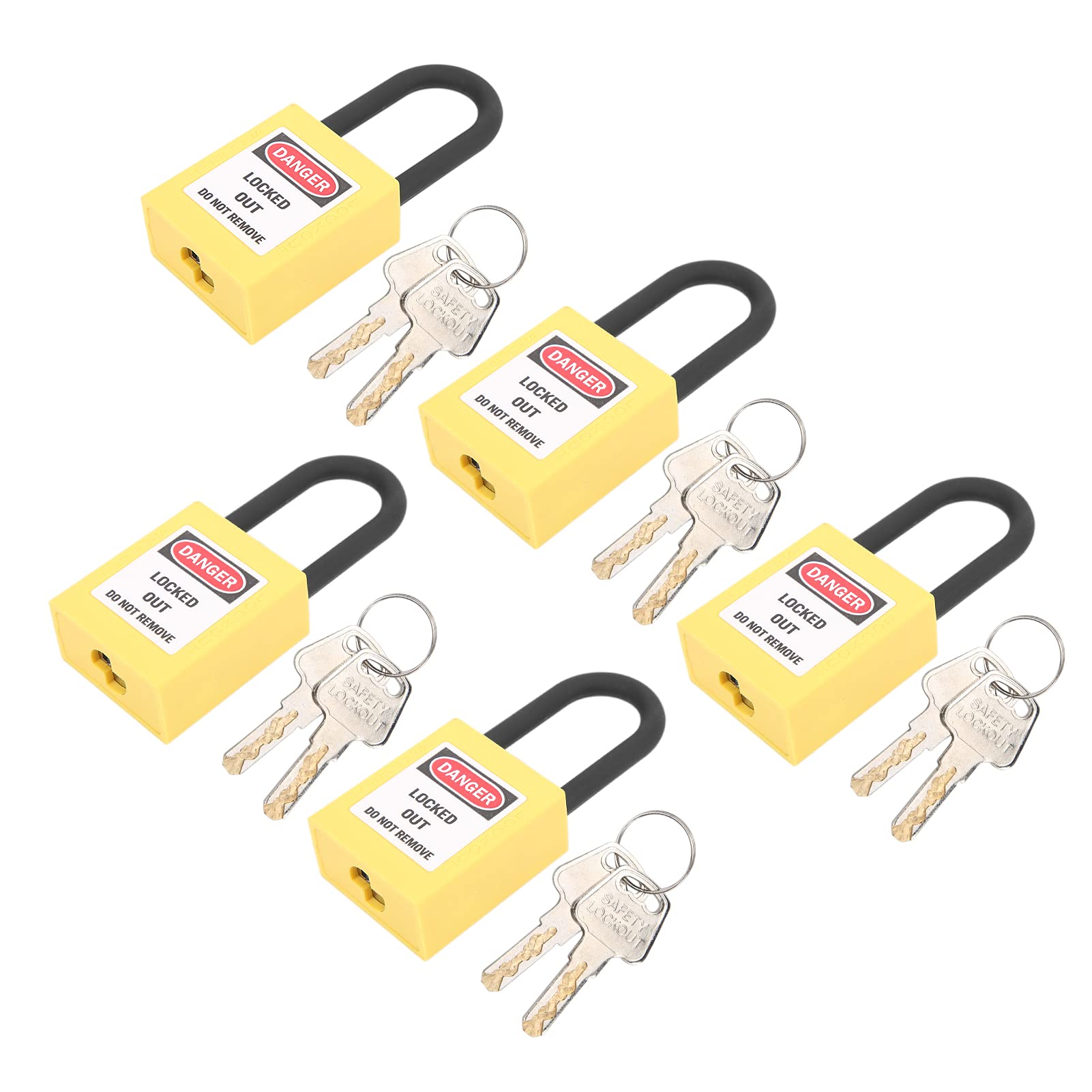 Lockout Tagout Lock, 5 Sets Practical Security Durable Lockout Lock for Industrial Use for Lock Out Tag Out Stations(Yellow)