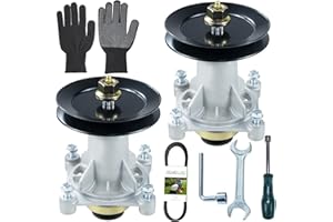 NICHEFLAG 2 Pack 587819701 Spindle Assembly Pre-Greased with 532153535 Pulley 532144959 Belt Replaces 187281 Mandrel Assembly 532187292, 532187281, 532125907, 532192870, 587253301, 587125401, 187292