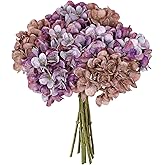9 Pcs Fall Hydrangea Artificial Flowers for Decoration, Fall Artificial Flowers Floral Stems for Centerpieces, 12.5" Falls Silk Flower Fake Flower Bouquet for Autumn Farmhouse Wedding Decor, Purple