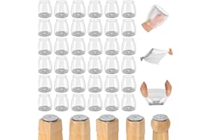 Amrules 36Pcs Round Chair Leg Floor Protectors, Silicone Chair Feet Caps to Protect Tile Floors, Felt Pads Furniture Leg Caps Covers from Scratches and Noise(Clear, Small Fit: 0.9"-1.29")
