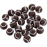 uxcell Sports Ball Beads, 30Pcs 15mm - Silicone Round Spacer Focal Beads, Rubber Loose Print Sports Beads for Keychain Making Pens DIY Crafts Necklace Bracelet Lanyard (Rugby)