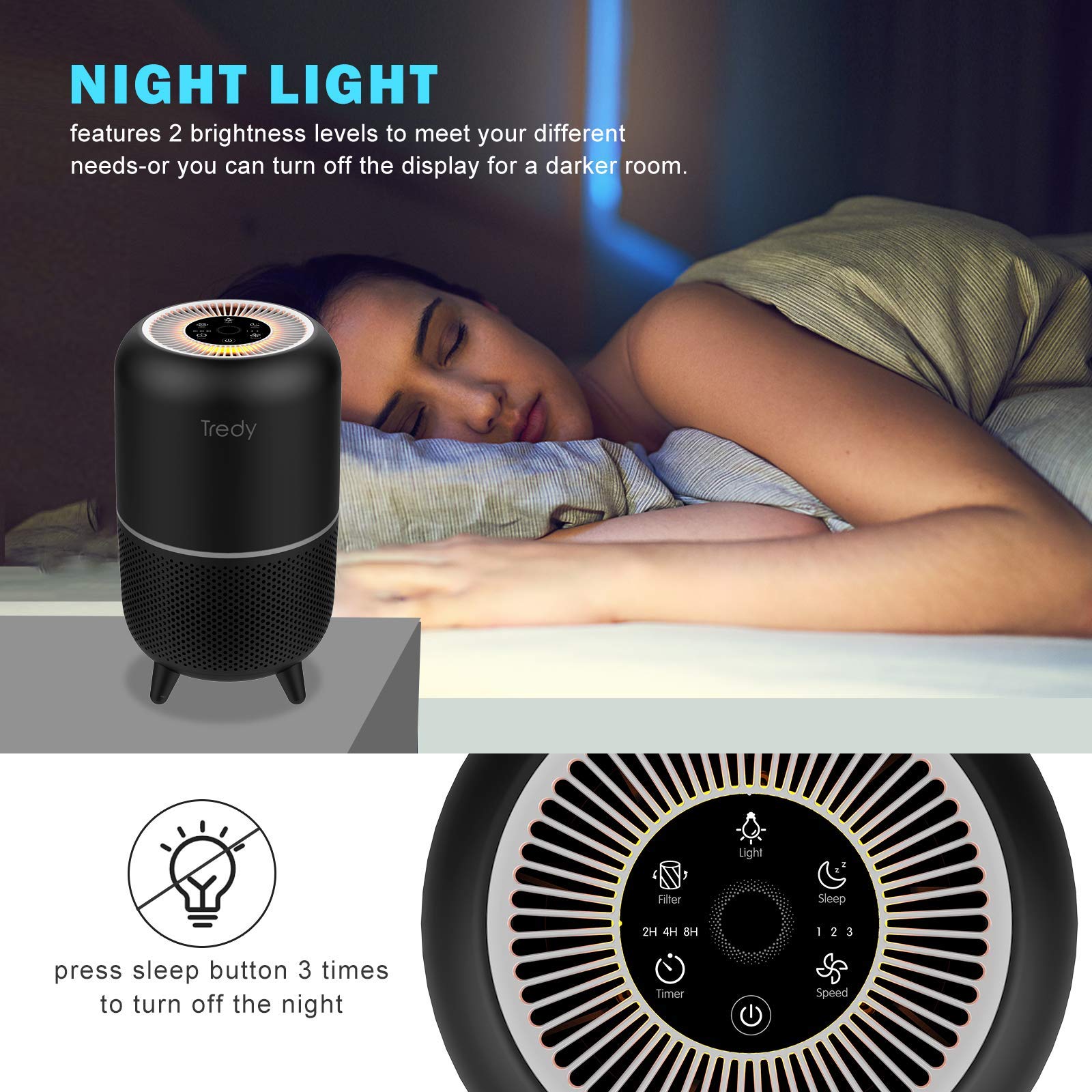 HEPA Air Purifier for Home Large Room,Ozone Free Captures 99.97% Smoke Pets Danders Hair Pollen and Other Particles(Available for California)