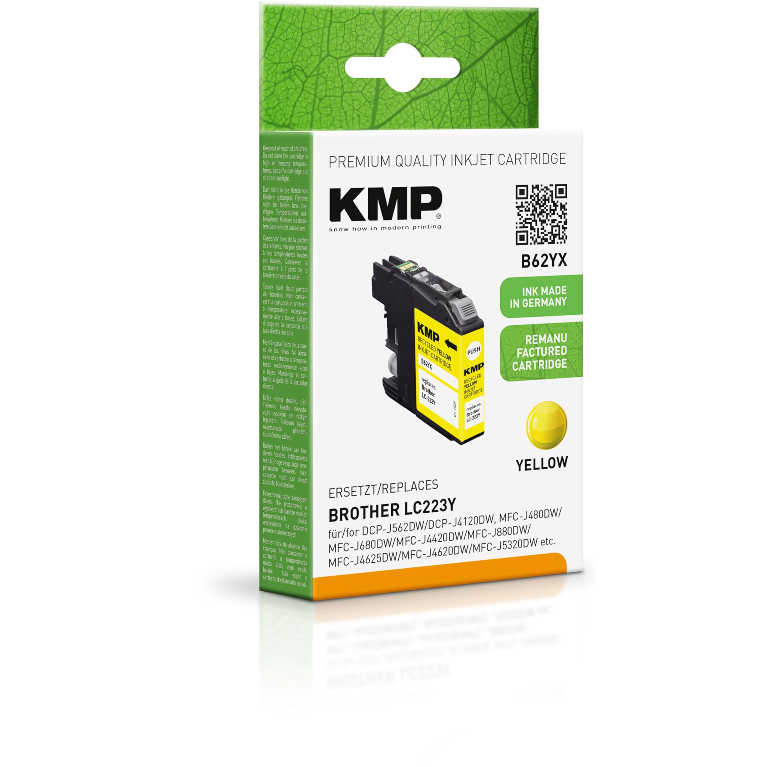 KMP ink cartridge suitable for Brother LC-223Y - for Brother DCP J 4120 DW, MFC-J 1150 DW, MFC-J 680 DW, etc.